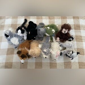 Lot of 11 Webkinz toys, Cats, Dogs, Racoon, and Monkey. Only the frog has a code